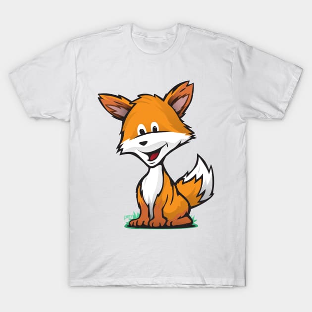 Cute Fox Cartoon Illustration T-Shirt by hobrath